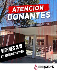 Horario de atención del centro de Hemoterapia
