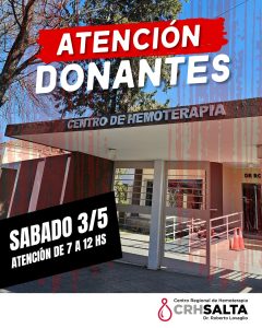 Horario de atención del Centro de Hemoterapia