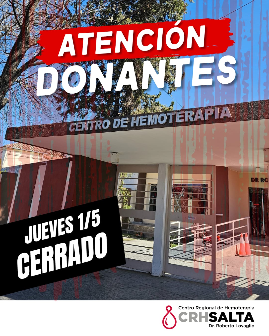 Horario de atención del Centro de Hemoterapia