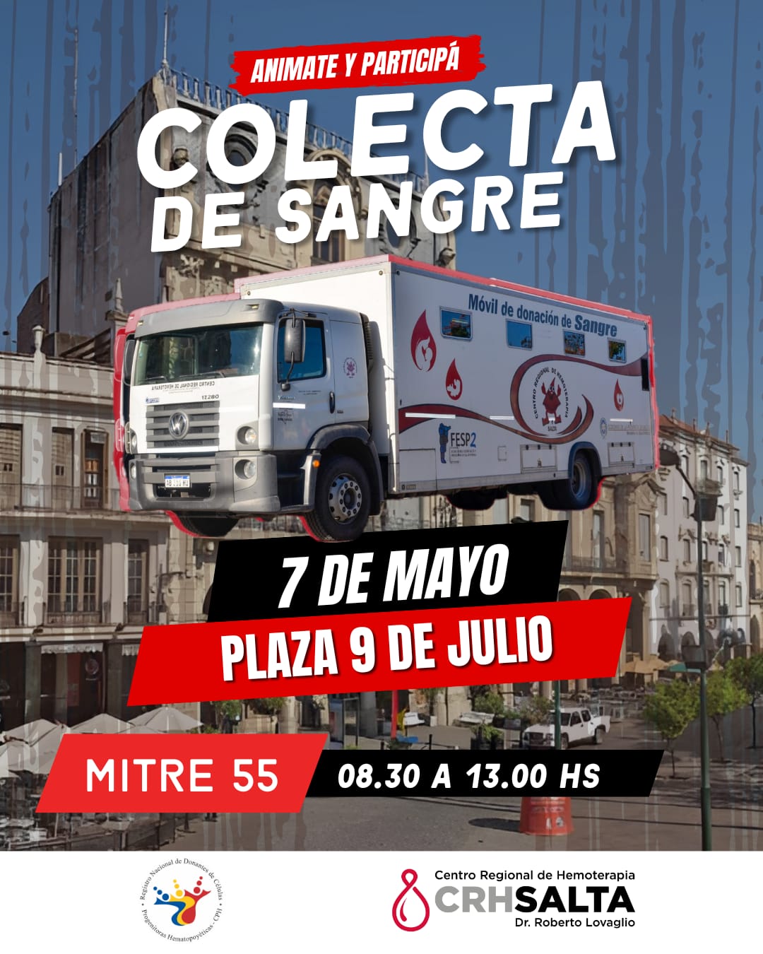 Colecta de sangre en plaza 9 de julio