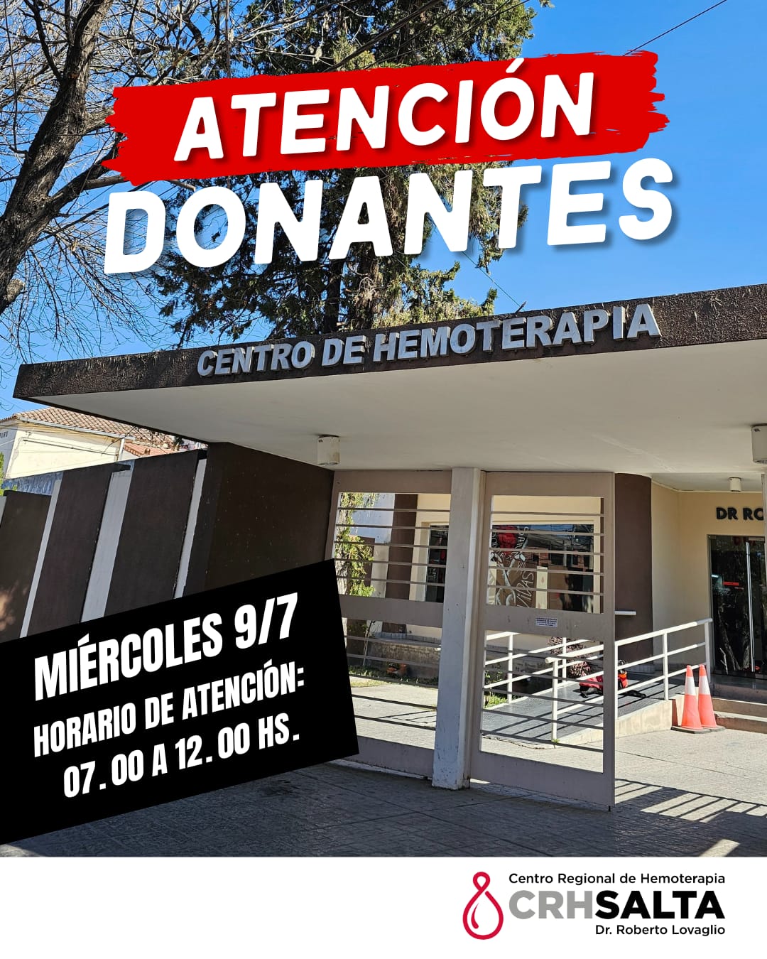 Feriado del 9 de julio Hemoterapia