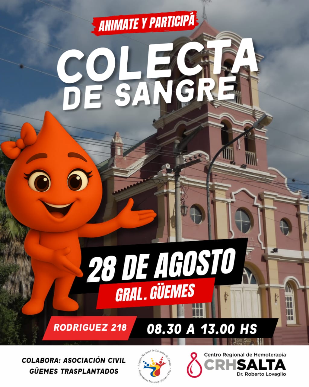 28 de agosto, colecta de sangre en General Güemes